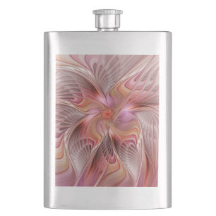 Abstract Butterfly Colourful Fantasy Fractal Art Hip Flask