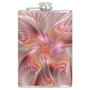 Abstract Butterfly Colourful Fantasy Fractal Art Hip Flask