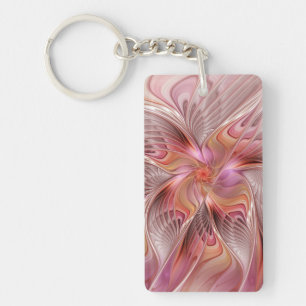 Abstract Butterfly Colourful Fantasy Fractal Art Key Ring