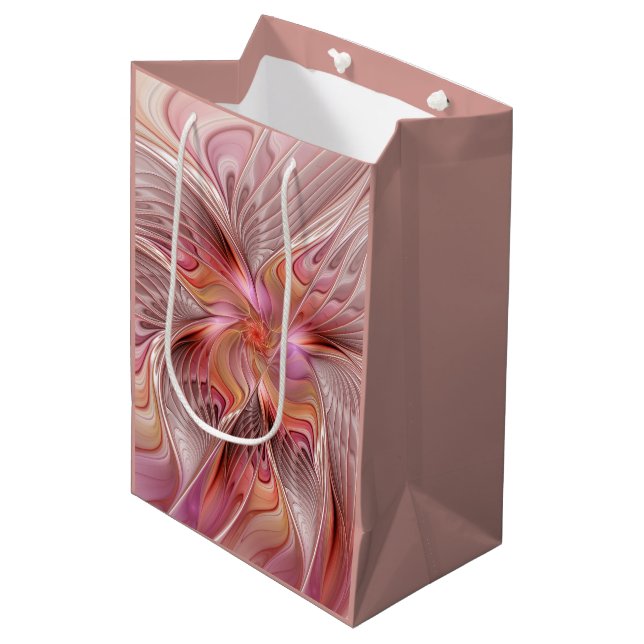 Abstract Butterfly Colourful Fantasy Fractal Art Medium Gift Bag (Front Angled)