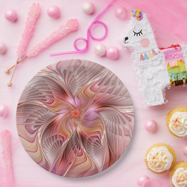 Abstract Butterfly Colourful Fantasy Fractal Art Paper Plate (Party)