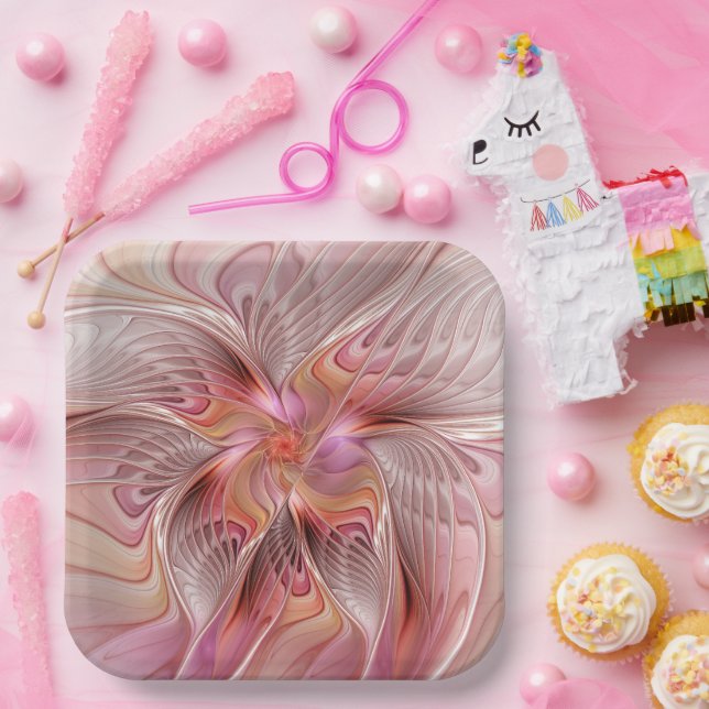 Abstract Butterfly Colourful Fantasy Fractal Art Paper Plate (Party)
