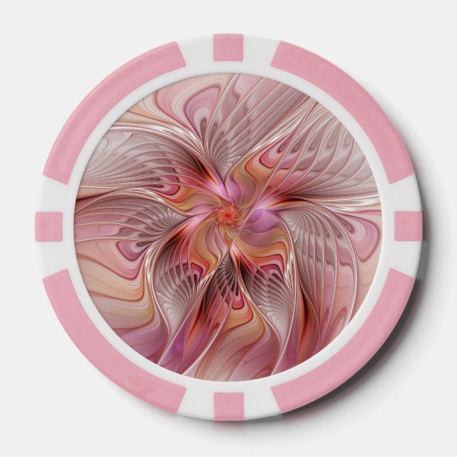 Abstract Butterfly Colourful Fantasy Fractal Art Poker Chips (Front)