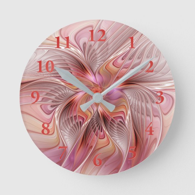 Abstract Butterfly Colourful Fantasy Fractal Art Round Clock (Front)