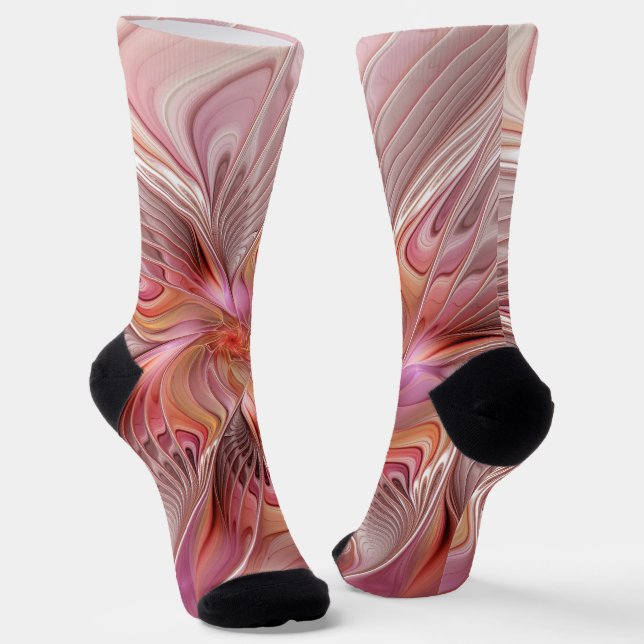 Abstract Butterfly Colourful Fantasy Fractal Art Socks (Angled)