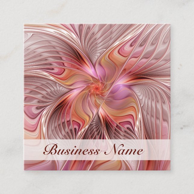 Abstract Butterfly Colourful Fantasy Fractal Art Square Business Card (Front)