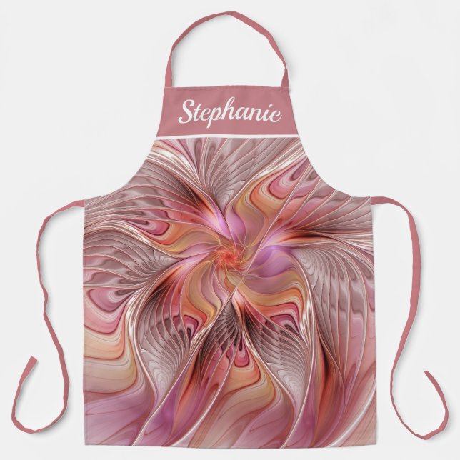 Abstract Butterfly Colourful Fantasy Fractal Name Apron (Front)