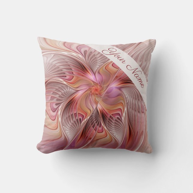 Abstract Butterfly Colourful Fantasy Fractal Name Cushion (Front)