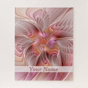 Abstract Butterfly Colourful Fantasy Fractal Name Jigsaw Puzzle