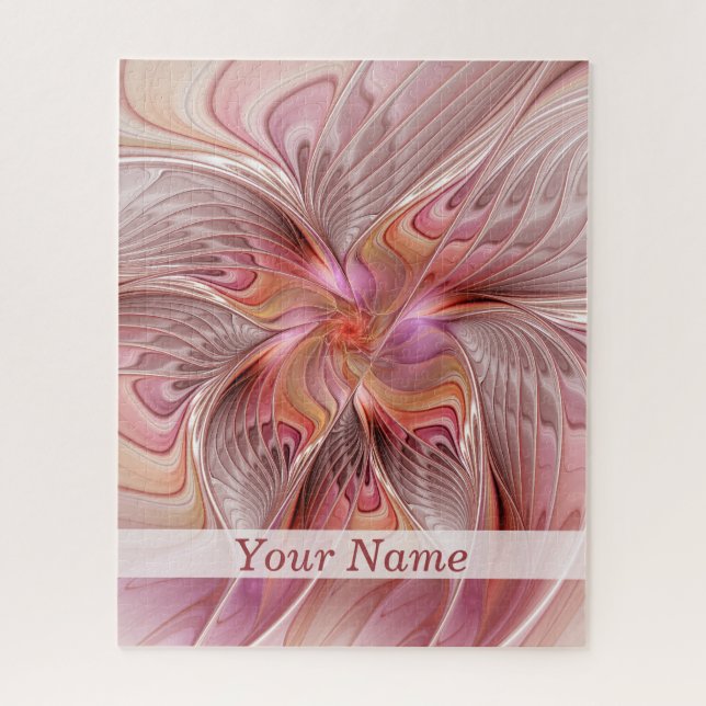 Abstract Butterfly Colourful Fantasy Fractal Name Jigsaw Puzzle (Vertical)