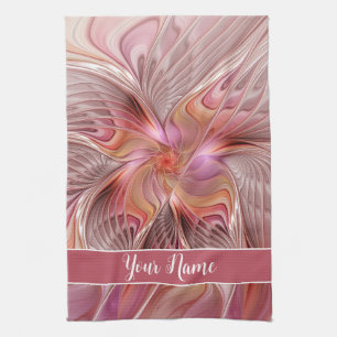 Abstract Butterfly Colourful Fantasy Fractal Name Tea Towel
