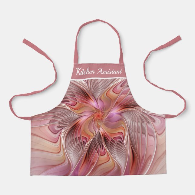 Abstract Butterfly Colourful Fantasy Fractal Text Apron (Front)