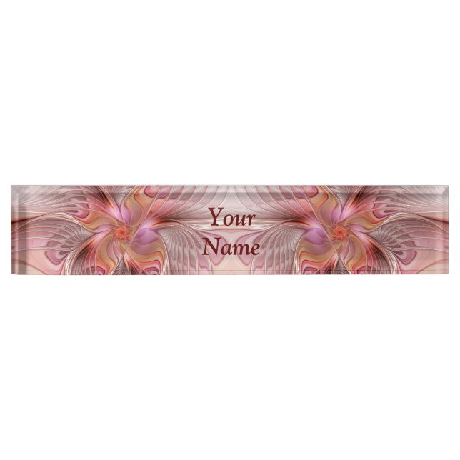 Abstract Butterfly Colourful Fantasy Fractal Text Nameplate (Front)