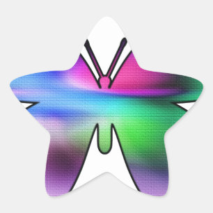 Abstract Butterfly Colourful Star Sticker