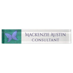 Abstract Butterfly   Modern Blue Purple Wings Nameplate