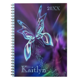 Abstract Butterfly Neon Blue Purple Colourful Notebook