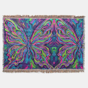 Abstract Butterfly Neon Oil Wings Blankets