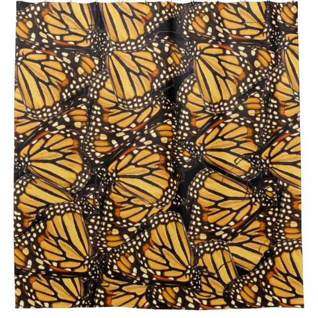 Abstract Butterfly Yellow and Black Shower Curtain (Front)