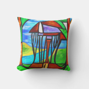 Abstract - Cabin in the forest Cushion
