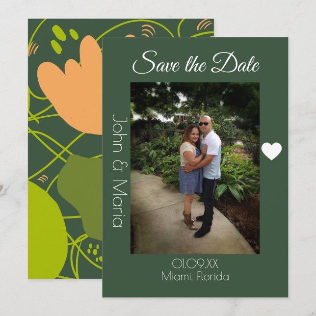 Abstract Cactus Shapes Pattern Save the Date Invitation (Front/Back)