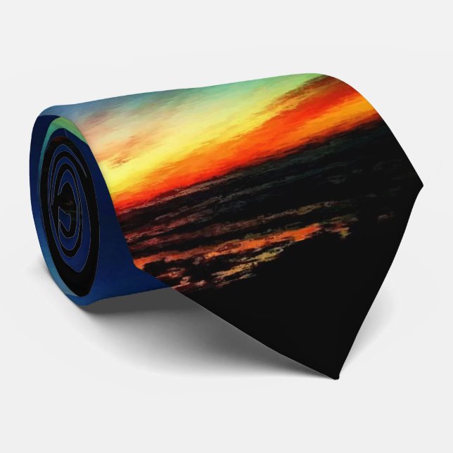 Abstract California Sunset with Painting Effect Tie (Rolled)