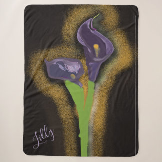 Abstract Calla Lily Stipple-Art Sherpa Blanket