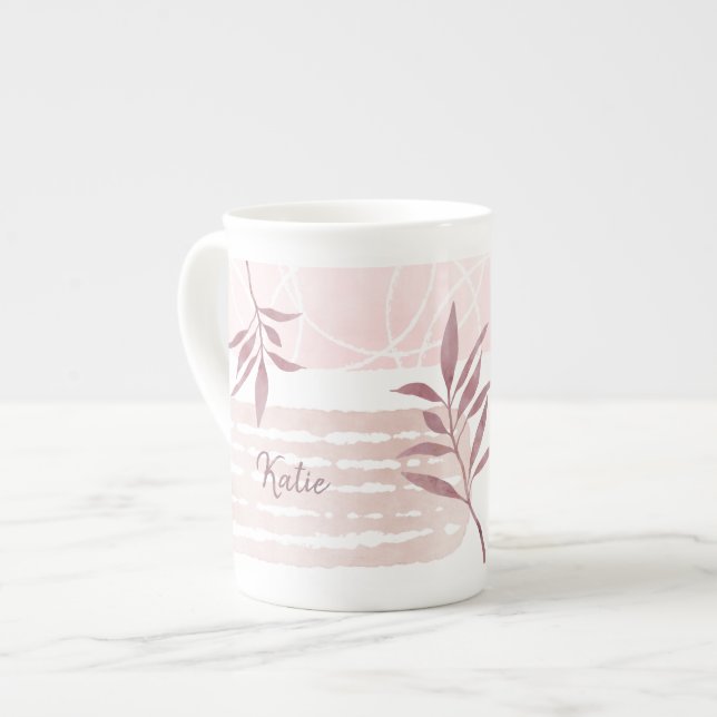 Abstract Calming Watercolor Shapes Bone China Mug (Front Left)