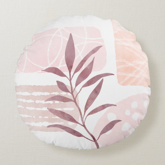 Abstract Calming Watercolor Shapes Round Cushion (Front)