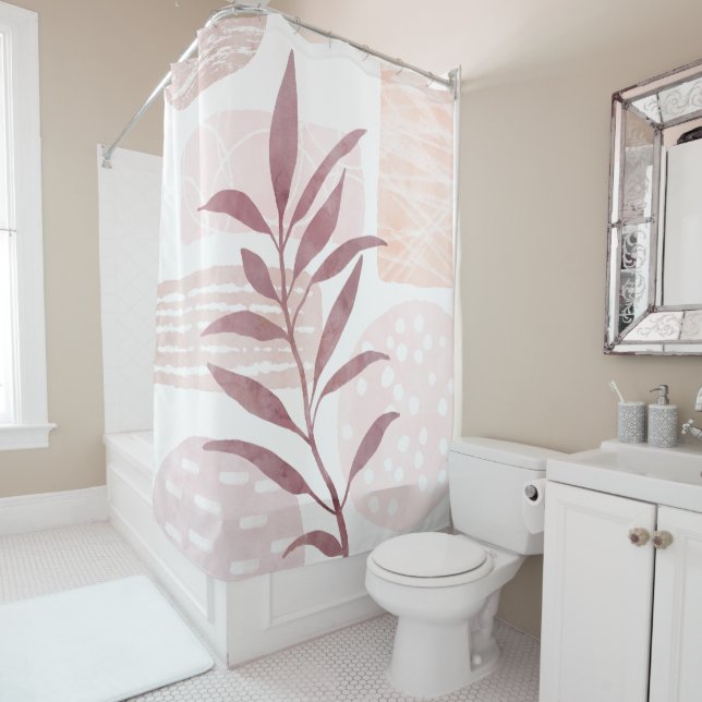 Abstract Calming Watercolor Shapes Shower Curtain (In Situ)