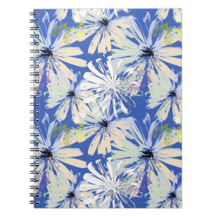 Abstract camomiles on a blue background. notebook