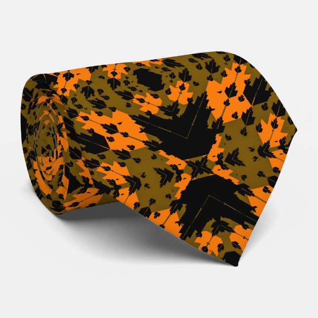Abstract Camouflage Khaki Fractal Military Pattern Tie (Rolled)