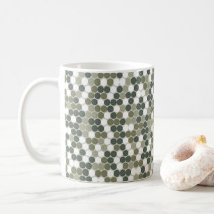 Abstract camouflage pattern with green retro dots coffee mug