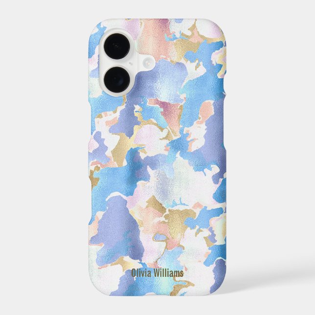 Abstract Camouflage Style Blue Pink Gold Design (Back)