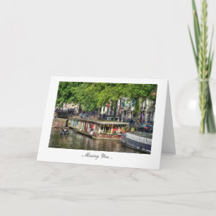 Abstract Canal Houseboat - Missing You Card