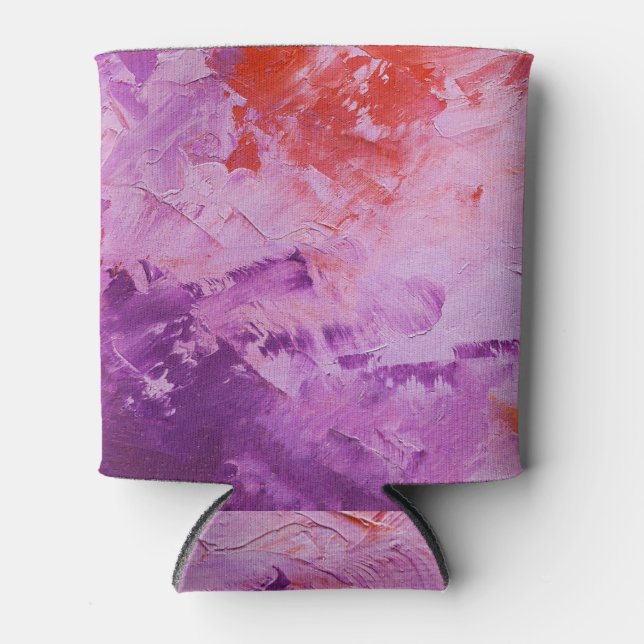 Abstract Canvas: Oil Paint Texture Can Cooler (Front)
