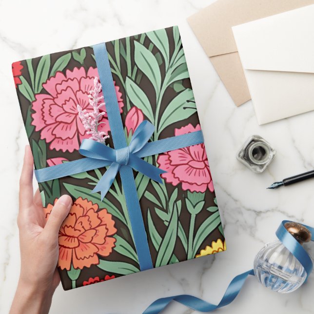 Abstract Carnations Butterfly Wrapping Paper (Gifting)