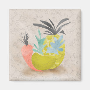 Abstract cartoon carrots pineapples fruits food re magnet