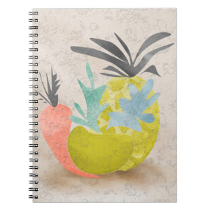 Abstract cartoon carrots pineapples fruits food re notebook