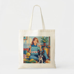 Abstract Cartoon dog mum puppy Tote Bag