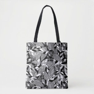  Abstract cartoon leaves berries black Tote Bag