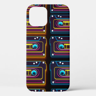 Abstract Cassette tape neon retro music of backgro iPhone 12 Case