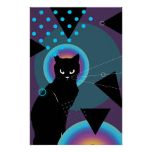 Abstract cat art poster 