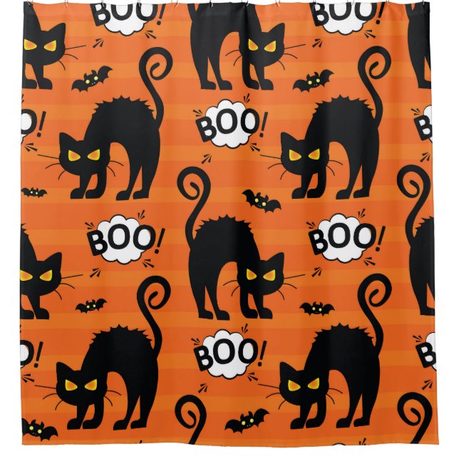 Abstract cat, cloud, Halloween pattern Shower Curtain (Front)