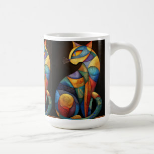 Abstract Cat Coffee Mug–Colorful Geometric Mug