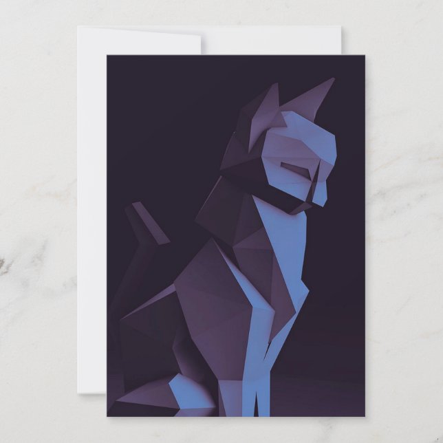 Abstract Cat Dark Holiday Card (Front)