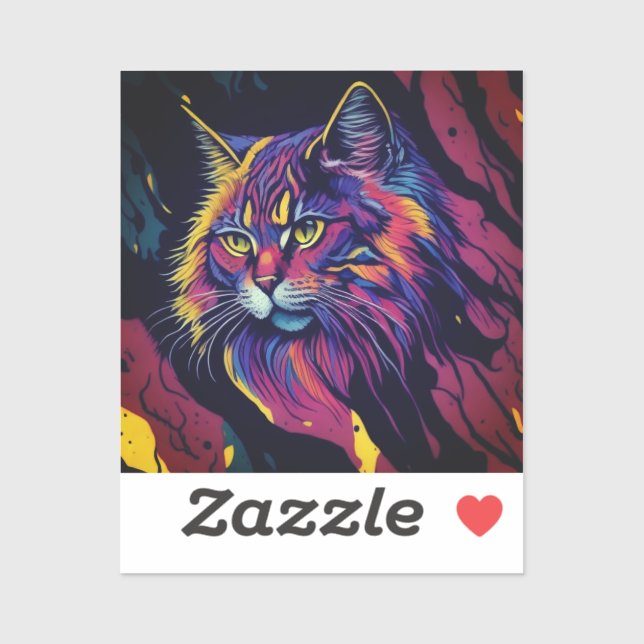 Abstract Cat Design Custom-Cut Vinyl Sticker (Sheet)