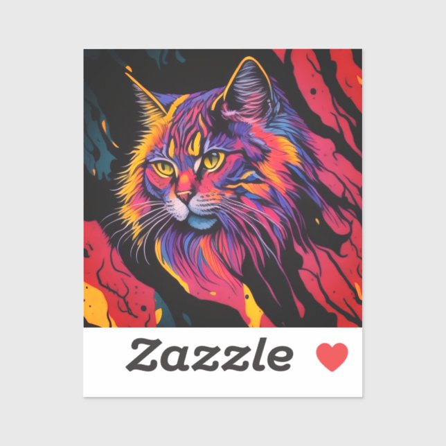 Abstract Cat Design Custom-Cut Vinyl Sticker (Sheet)