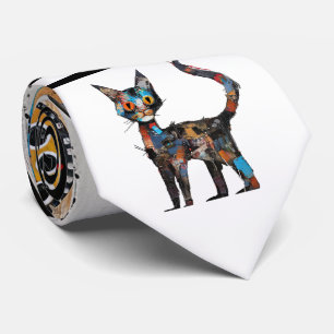 Abstract Cat Design Necktie