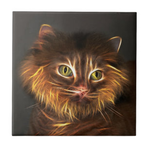 Abstract cat face ceramic tile