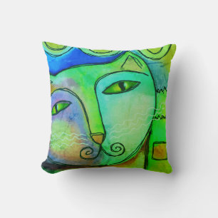 Abstract Cat Face Cushion